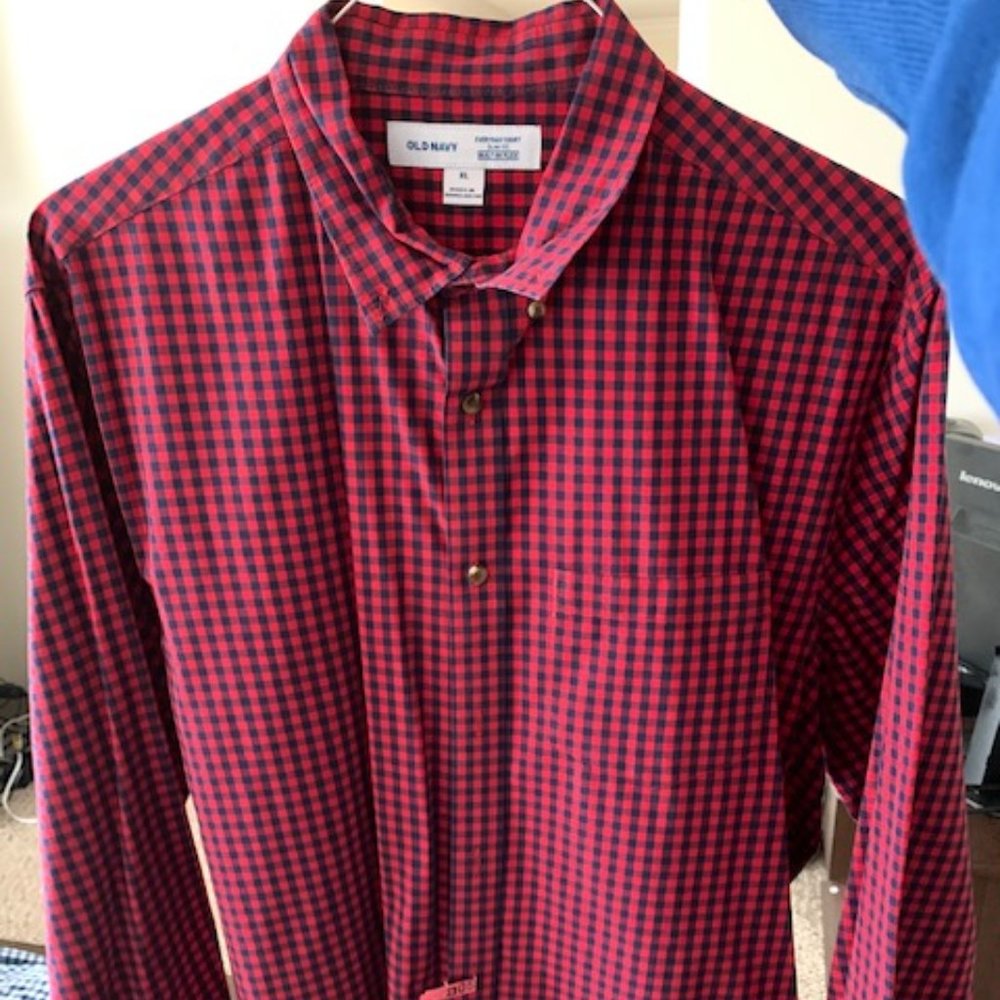 Mens Checkered Red Dress Shirt